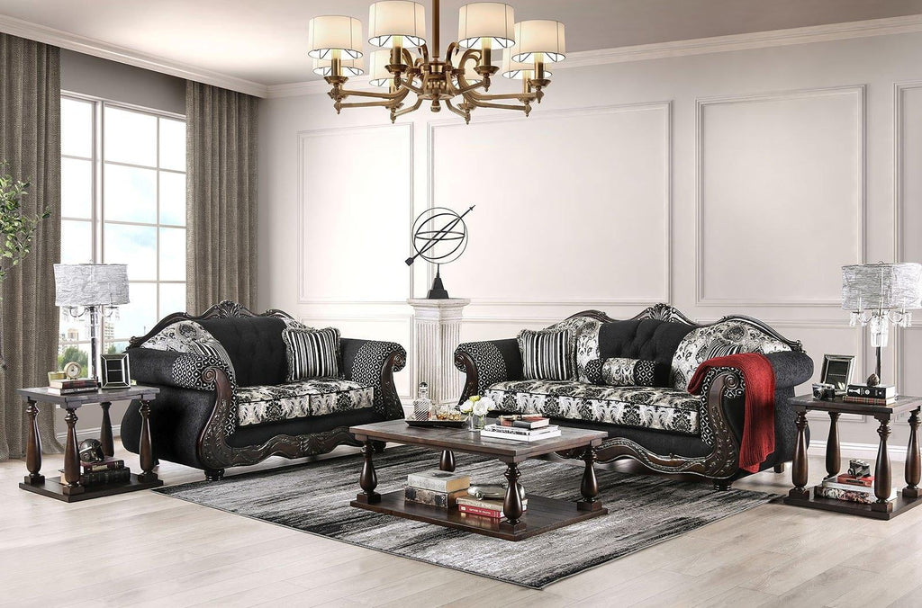 Black Chenille Sofa and Loveseat S431321