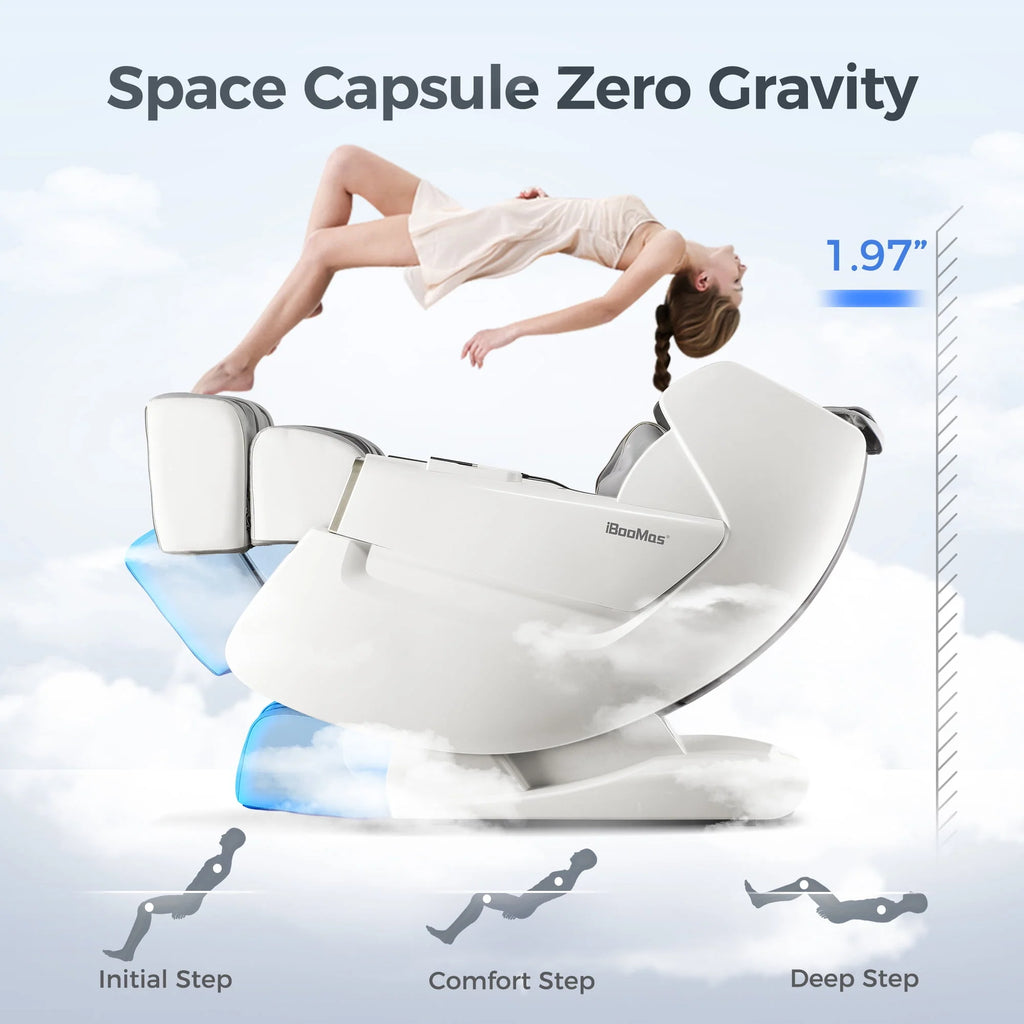 4D Full Body Zero Gravity Shiatsu Recliner with Heating White B241108