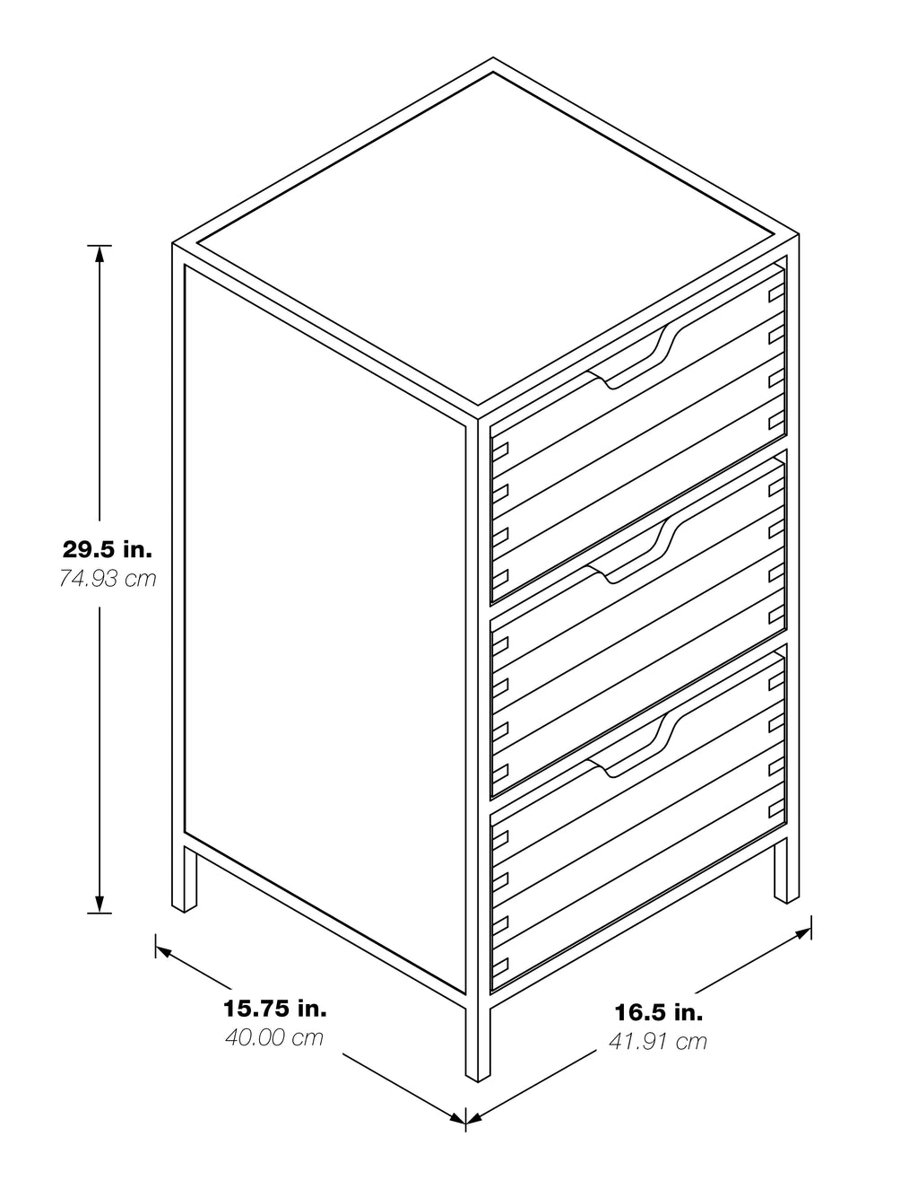 Walnut Storage Cabinet with 3 Drawers F488120