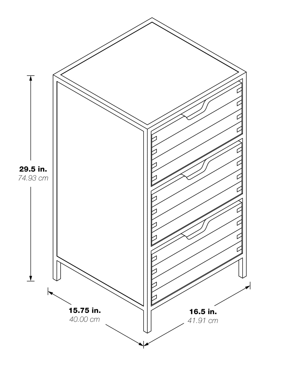Walnut Storage Cabinet with 3 Drawers F488120