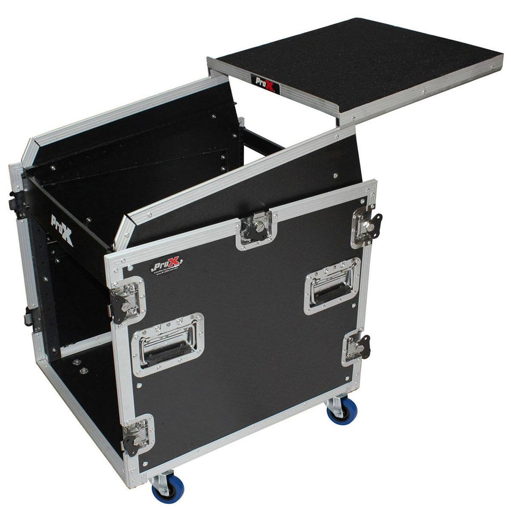 12U Rack Front Load 13U Top Mixer DJ Combo Flight Case with Laptop Shelf and Casters H99278