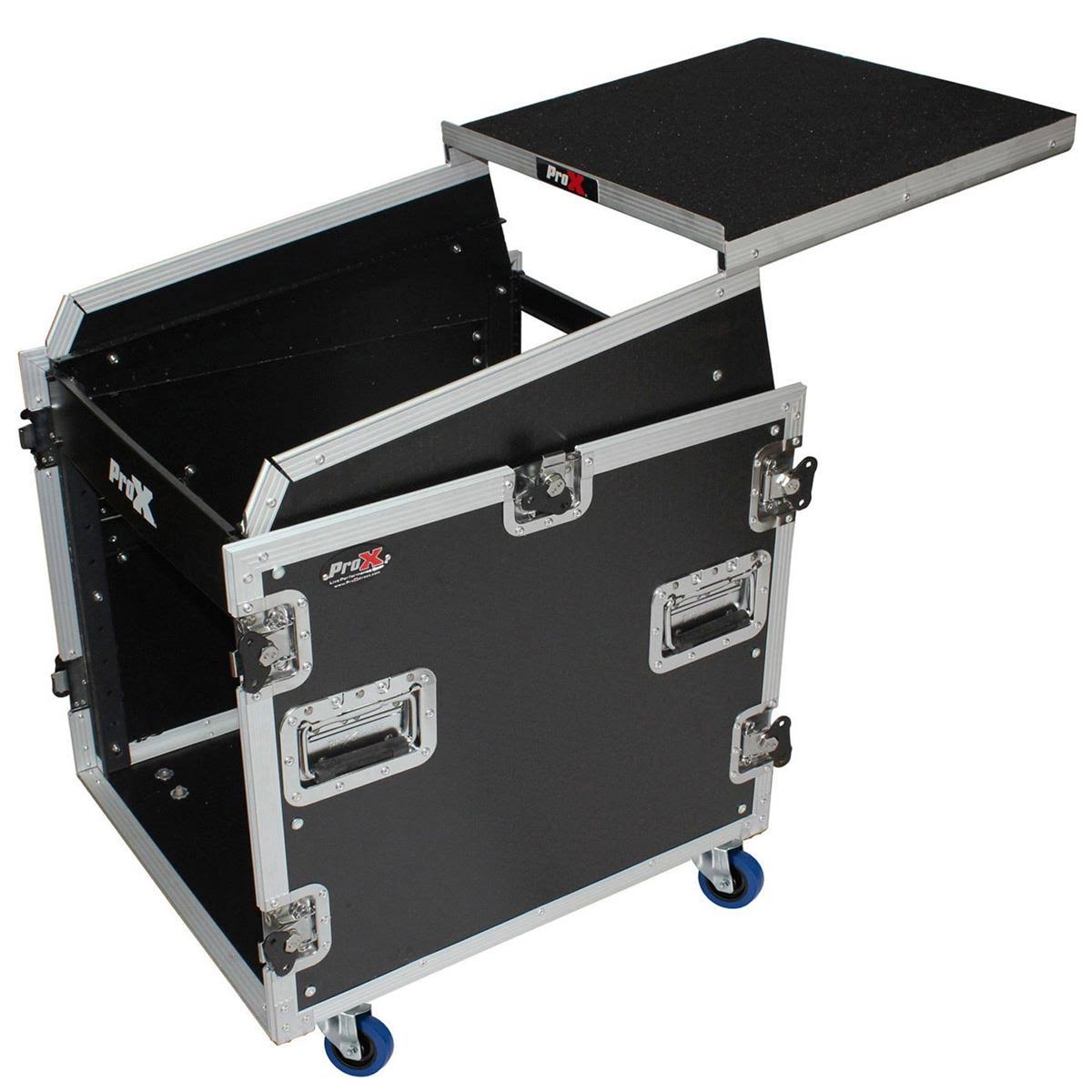 12U Rack Front Load 13U Top Mixer DJ Combo Flight Case with Laptop Shelf and Casters H99278