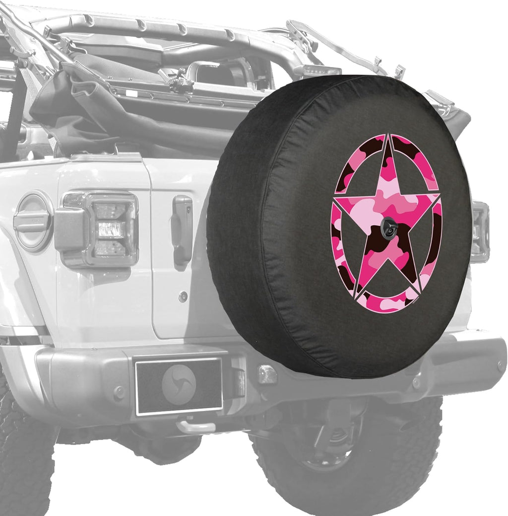 Camo Star Pink Print 32 Soft JL Tire Cover for Jeep Wrangler JL with Back-up Camera O230