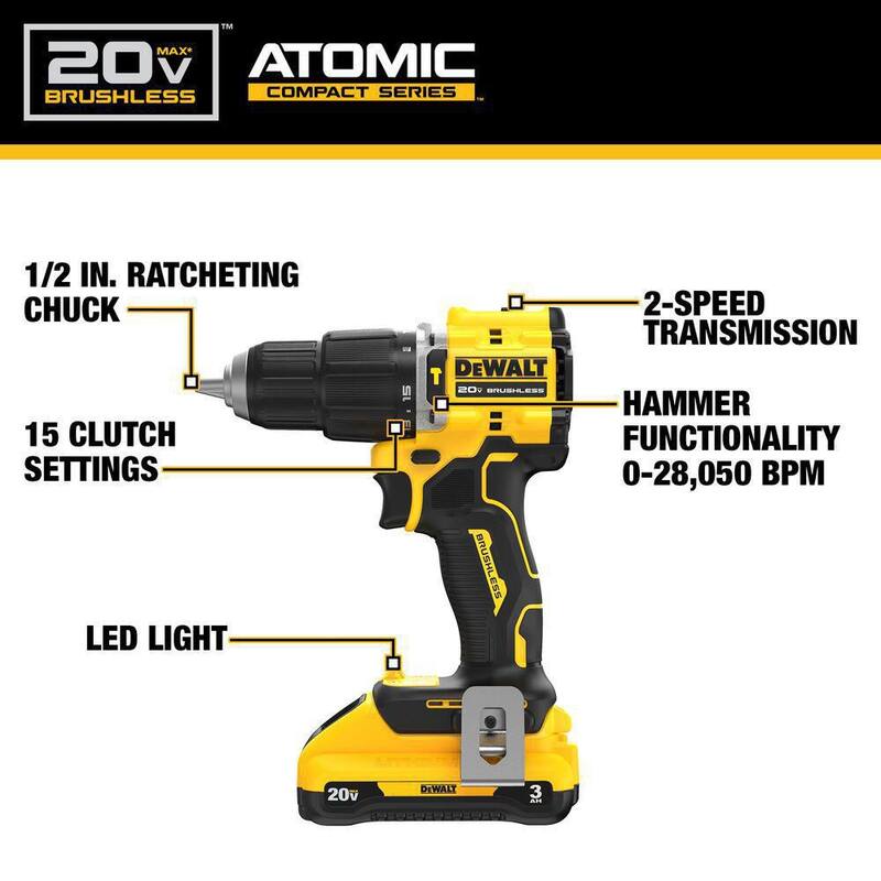 20-Volt Lithium-Ion Cordless 1/2 in. Compact Hammer Drill with Battery, Charger and Bag V9672