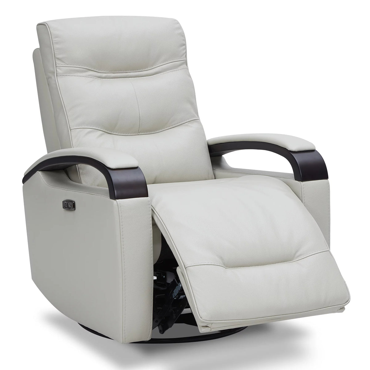 White Leather Power Swivel Glider Recliner Y30517