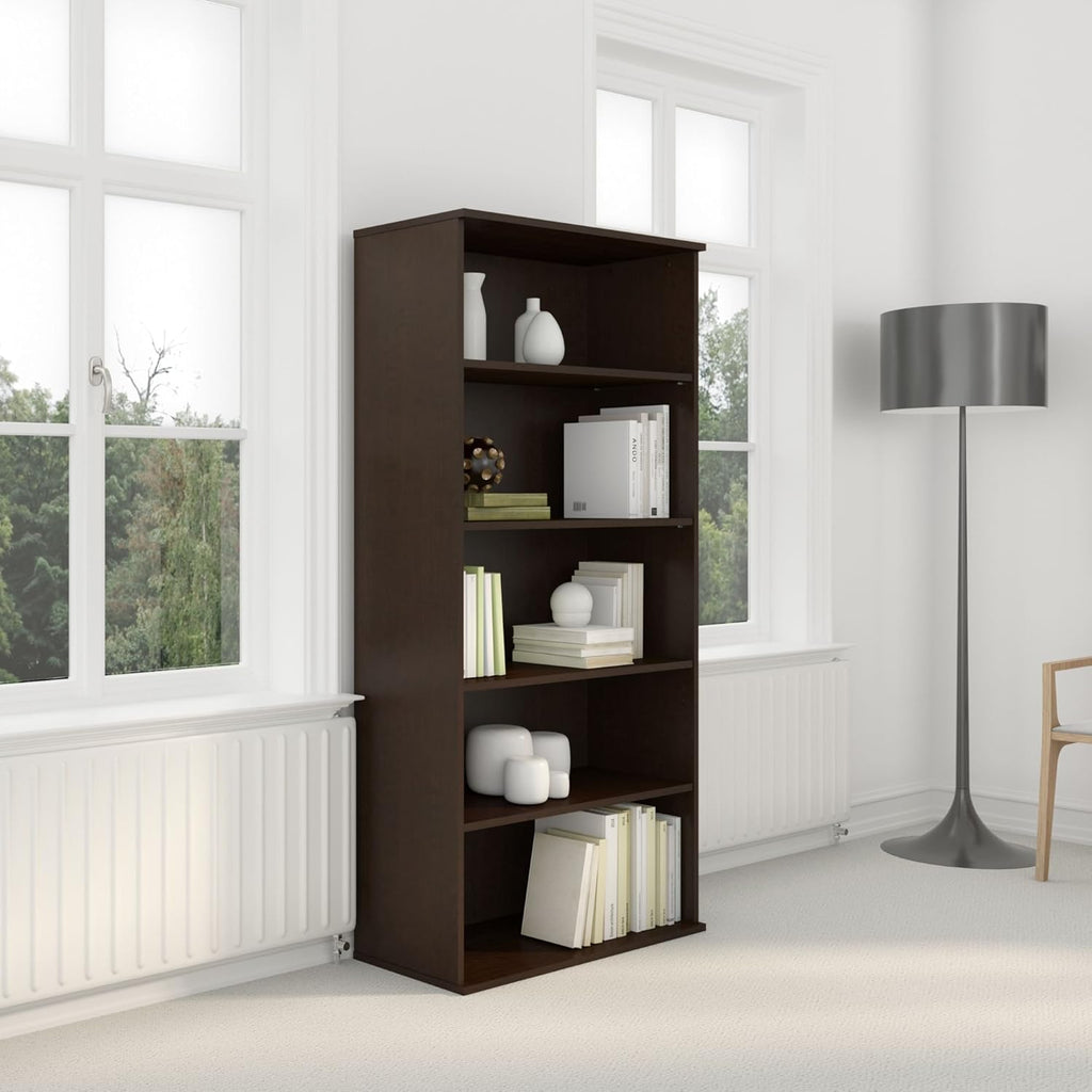 72H 5 Shelf Bookcase in Mocha Cherry R12902