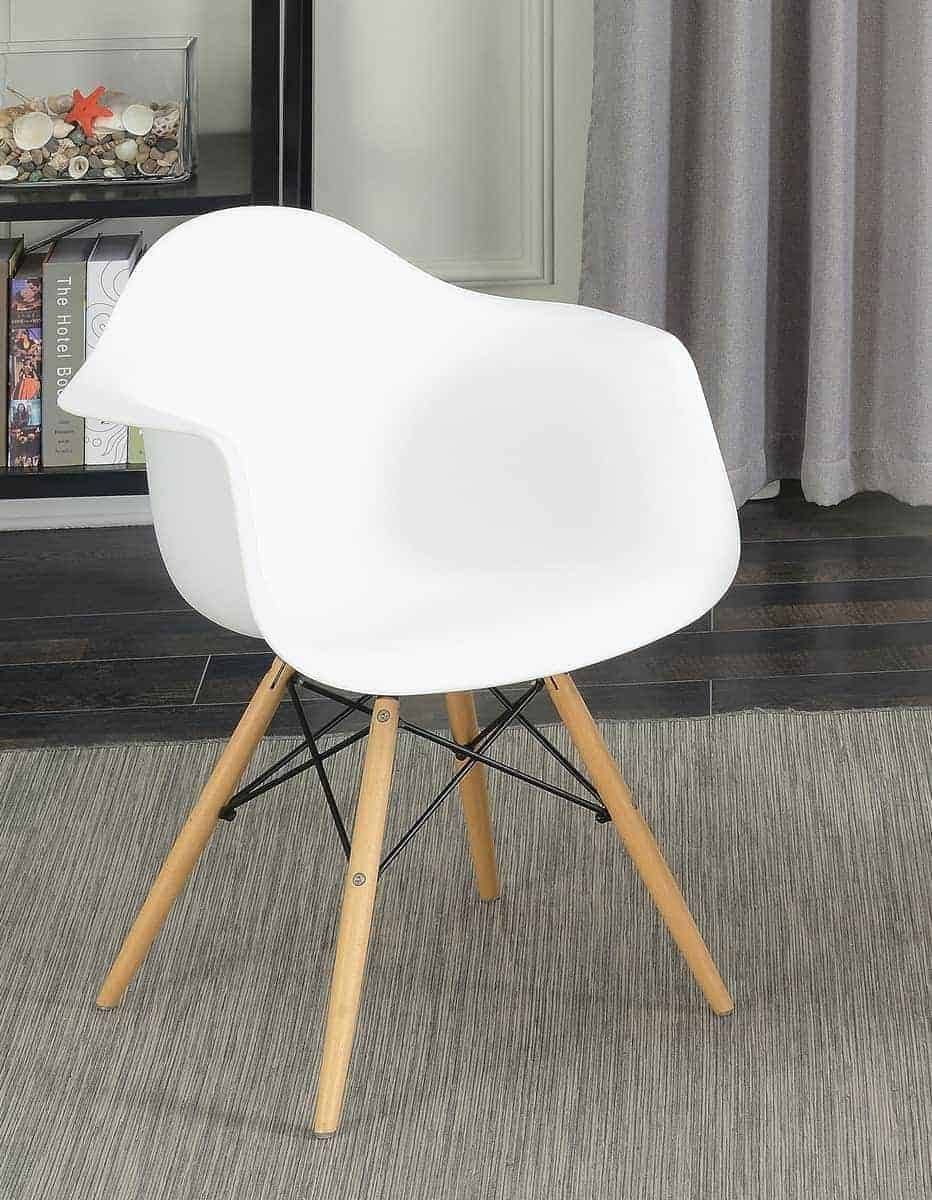 White Modern Dining Arm Chair Set of 2 P678