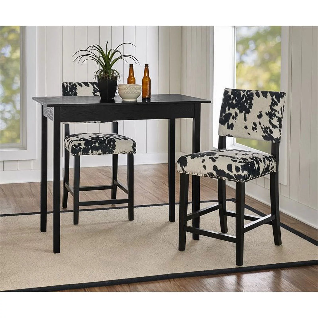 2 Piece Cow Print Wood Counter Stool Set I944545