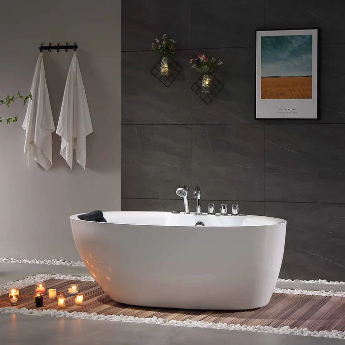 71 Freestanding Oval Whirlpool Bathtub with Faucet M8013