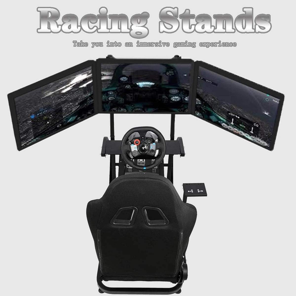 Racing Sim Cockpit Stand with TV Stand Mounting Holes S676