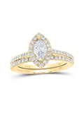 Marquise Diamond Halo Bridal Wedding Ring Band Set 1 Cttw E6712