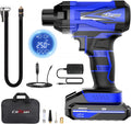 Cordless Tire Inflator Air Compressor, 12V Car Tire Pump with Rechargeable Li-ion Battery 150PSI Portable Handheld Air Pump with Digital Pressure Gauge, Blue Pack of 2 D919330