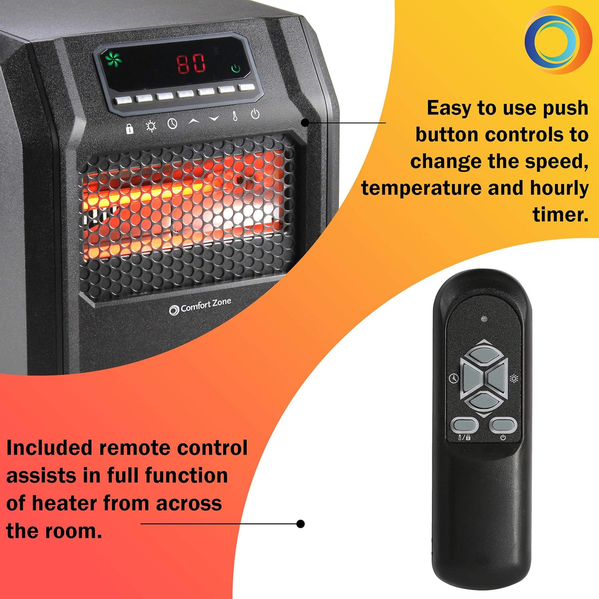 Black Quartz Infrared Space Heater with Remote Control J88562
