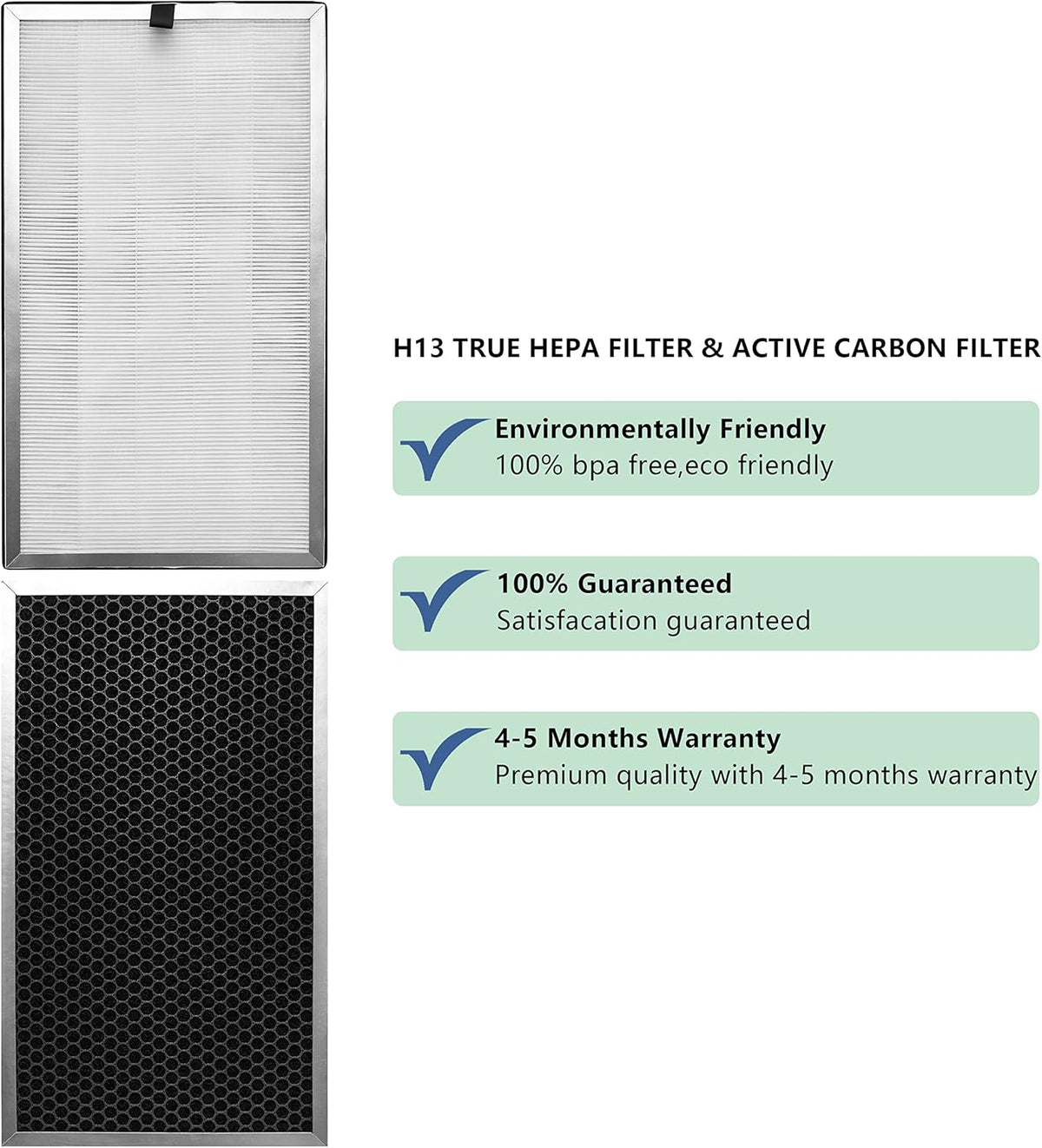 Replacement Filter, 3 in 1 with Pre-filter, H13 True HEPA Filter and Activated Carbon, 2 Pack A277