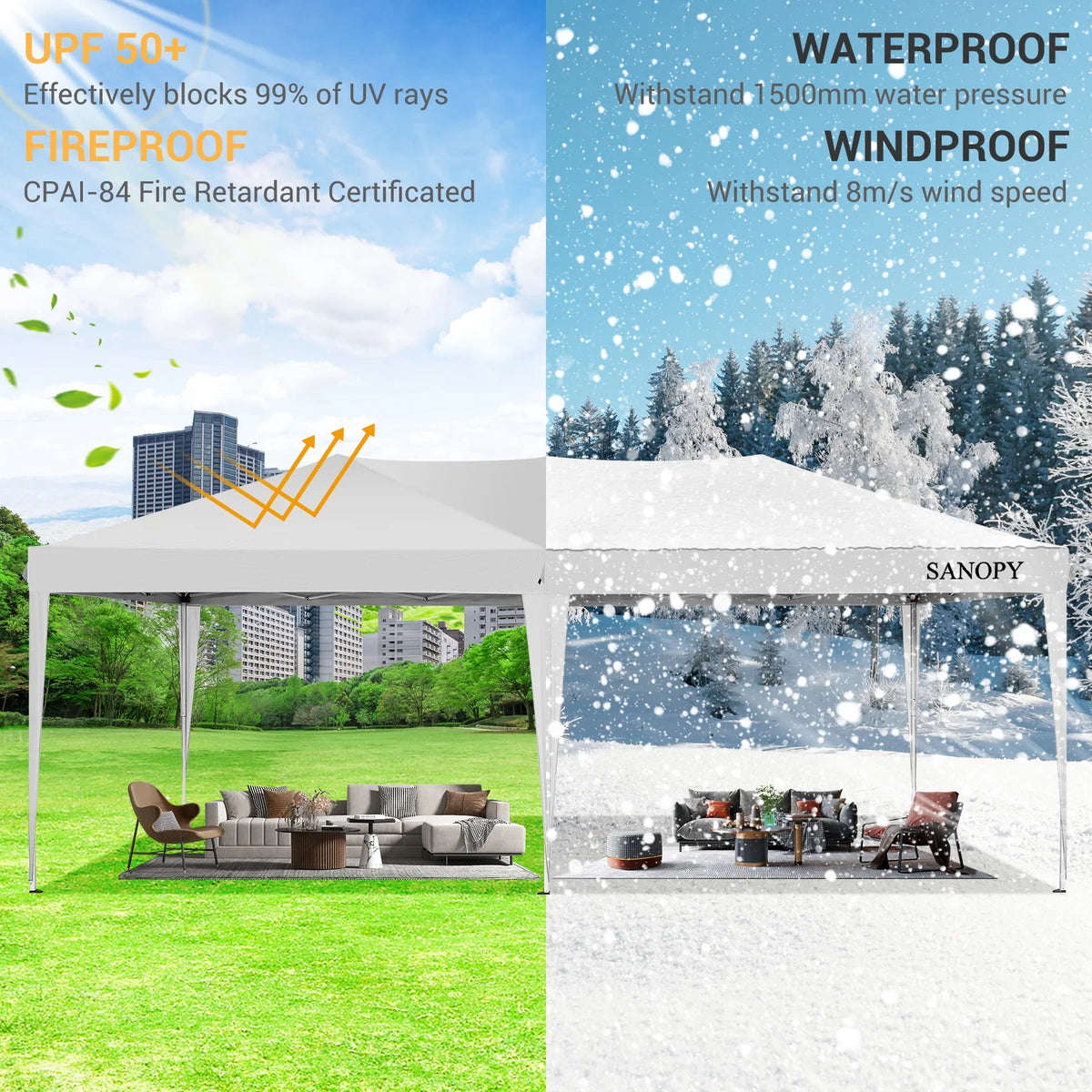 10' x 20' Pop Up Canopy Tent with 6 Removable Sidewalls and Carry Bag, White Y84331