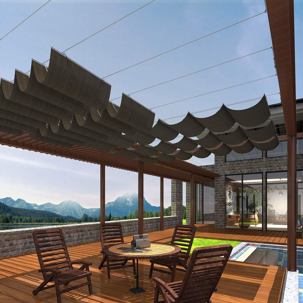 4'Wx16'L Light Grey Retractable Shade Sail Canopy D32560