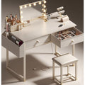 White Makeup Vanity Desk with Chair and Fabric Drawers G2175