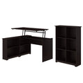 Espresso Oak 3 Position Sit to Stand Corner Bookshelf Desk with 6 Cube Organizer P906