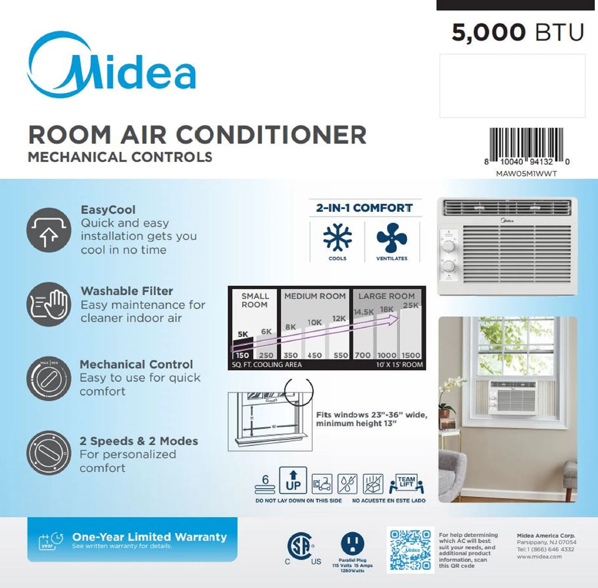 5,000 BTU 115V Mechanical Window Air Conditioner E28470