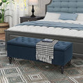 Navy Tufted Rectangular Ottoman Bench Q751