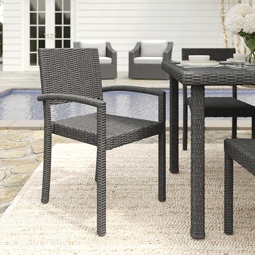 Brown Set of 2 Stackable Patio Armchairs Y15290