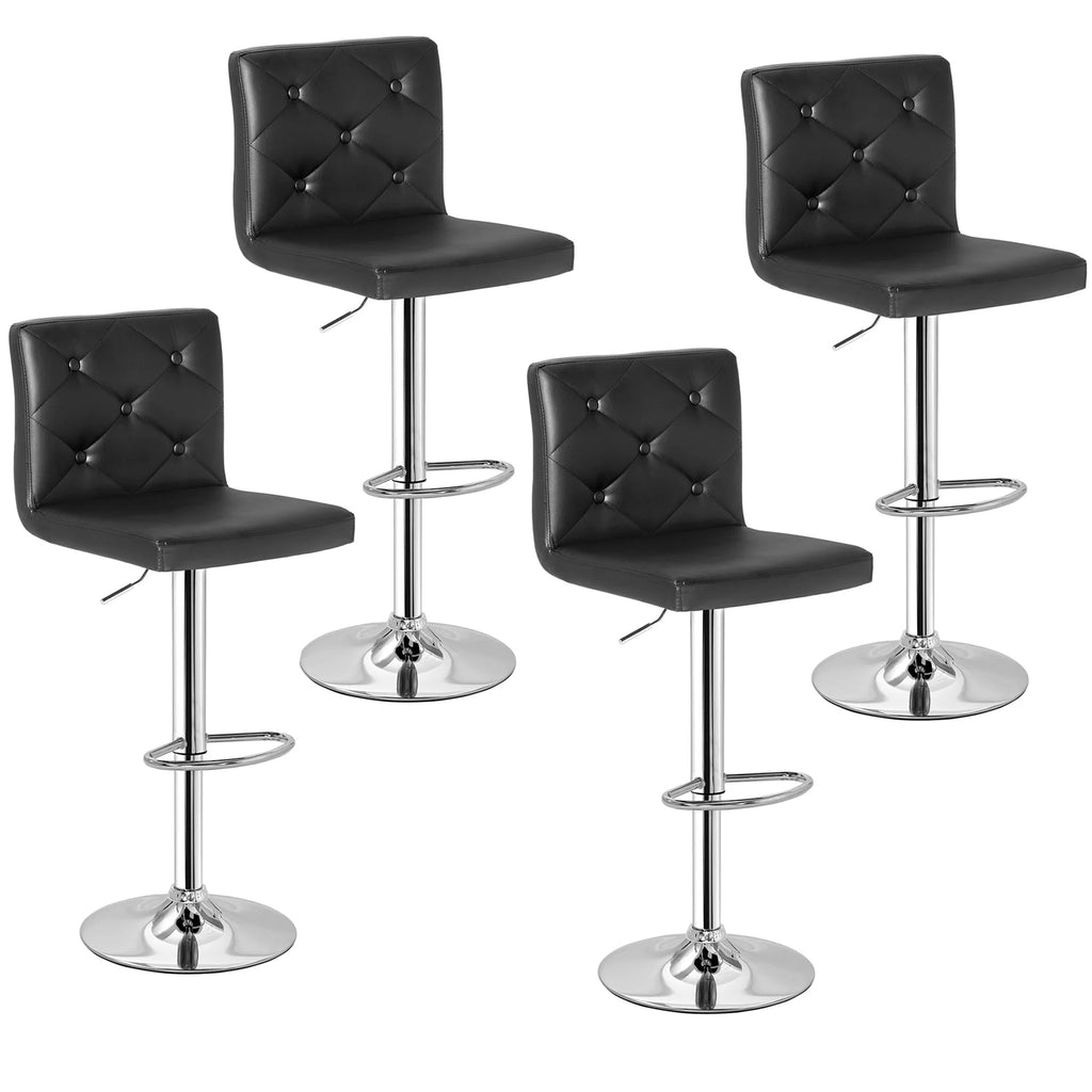 Set of 4 Adjustable Swivel Black Bar Stools R852016