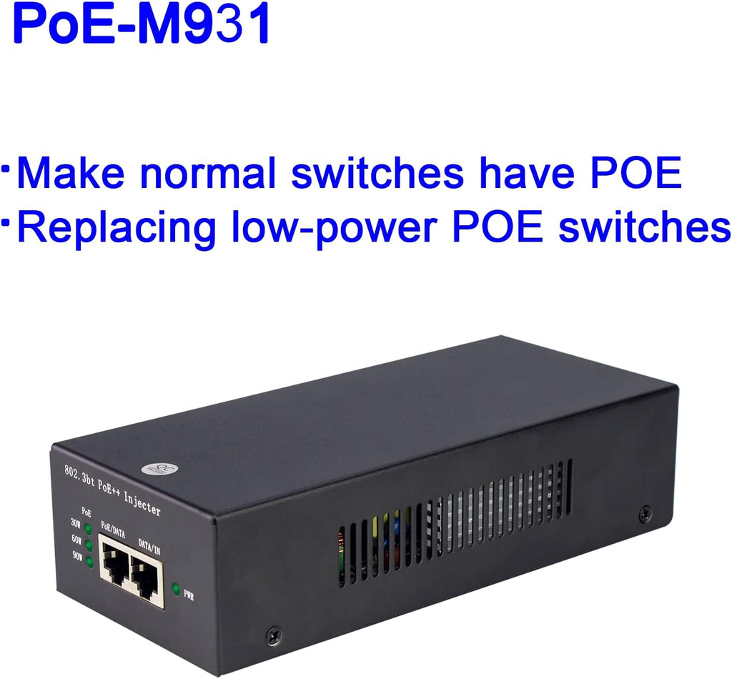PoE Injector Adapter 95W Gigabit Ultra PoE++ Injector Metal housing T722