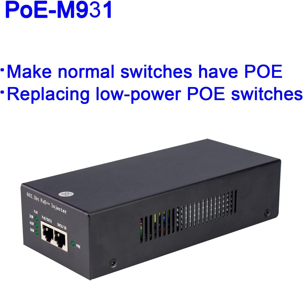 PoE Injector Adapter 95W Gigabit Ultra PoE++ Injector Metal housing T722