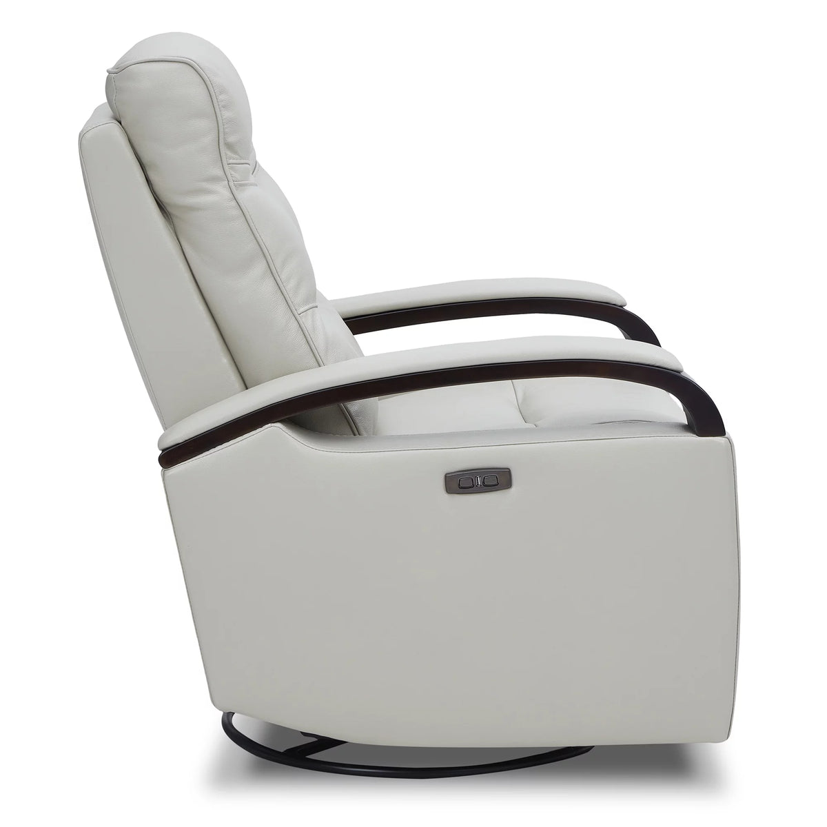 White Leather Power Swivel Glider Recliner Y30517