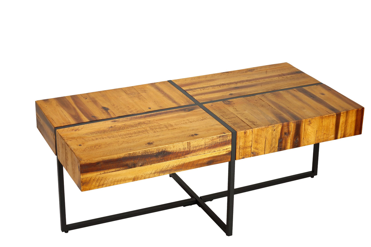 Solid Wood Coffee Table with Black Metal Frame N92414