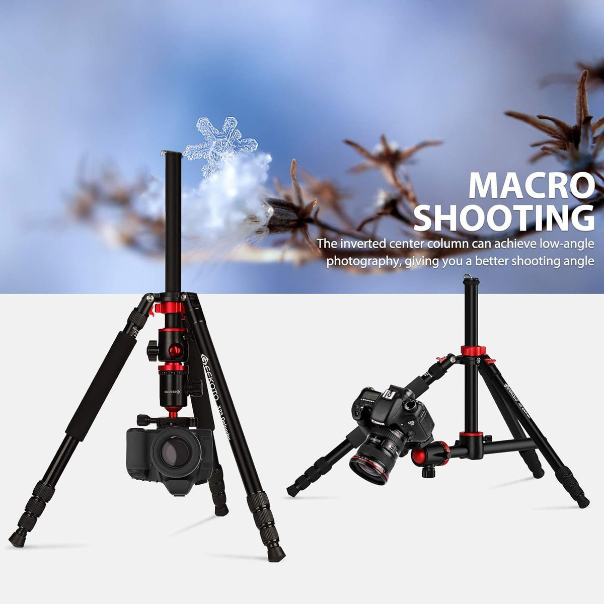 Aluminum Tripod with 360-Degree Ball Head and Rotatable Center Column, 75-Inch G249