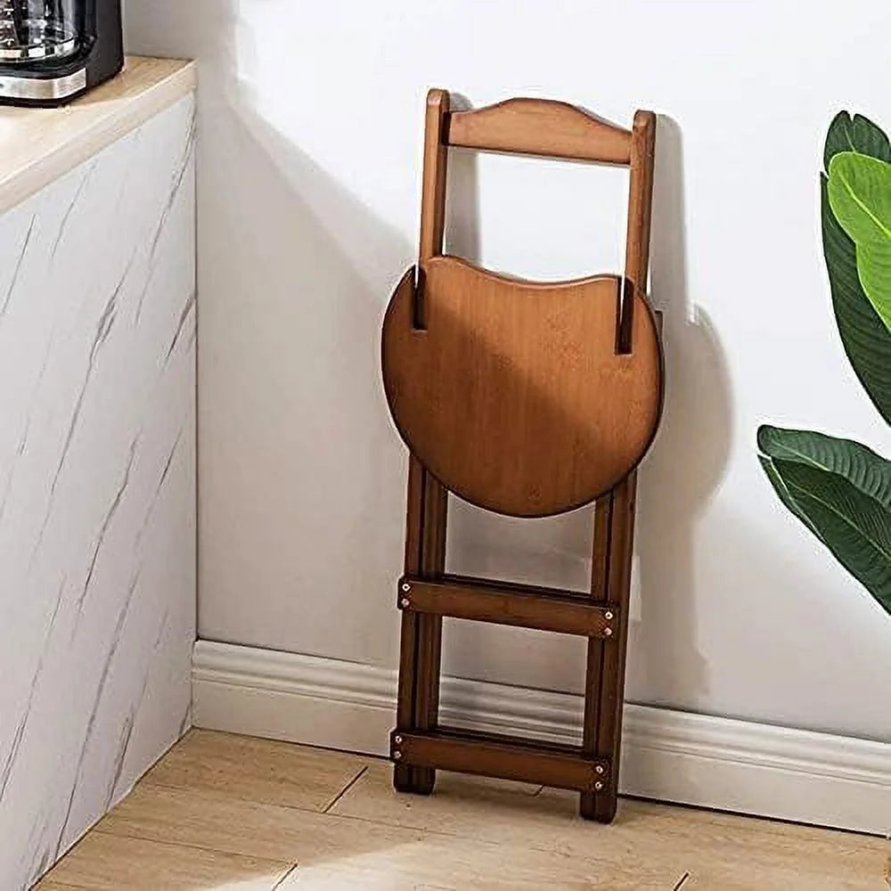 24 inch Rustic Folding Wood Barstools with Backrest R7766