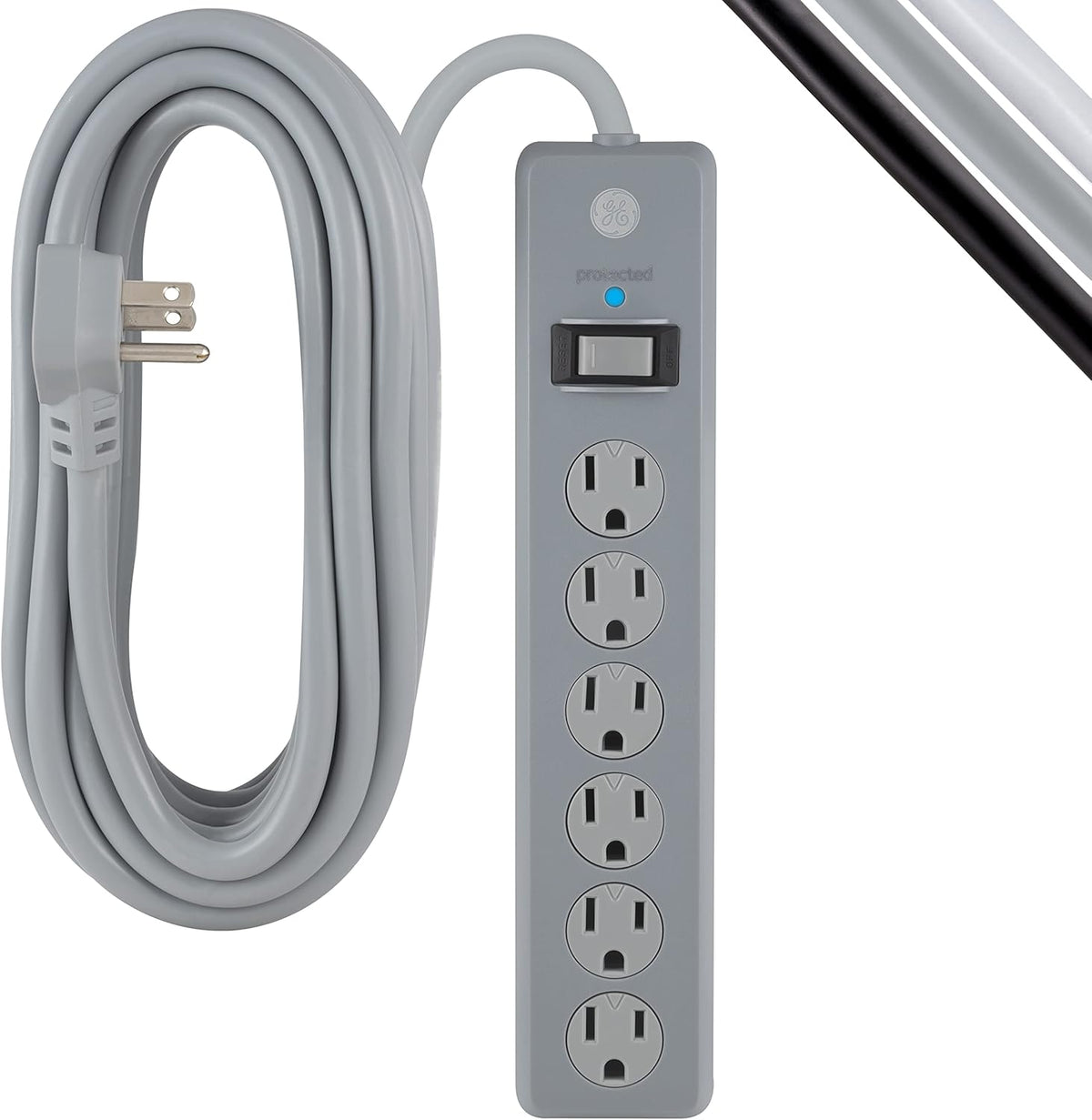 6-Outlet Surge Protector, 2 Pack, 20 Ft Extension Cord, White R3549
