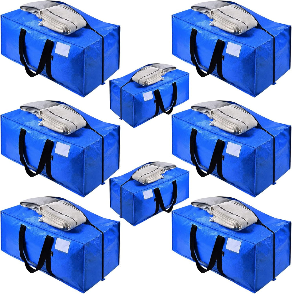 Blue Moving Totes with Backpack Straps, 8 Pack E559063