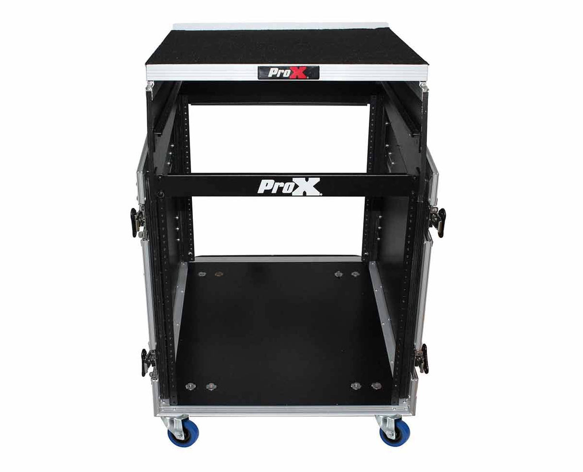 12U Rack Front Load 13U Top Mixer DJ Combo Flight Case with Laptop Shelf and Casters H99278