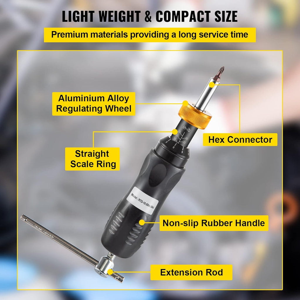 1/4" Drive Torque Screwdriver, 10-50 in/lbs, Pack of 2 C99705