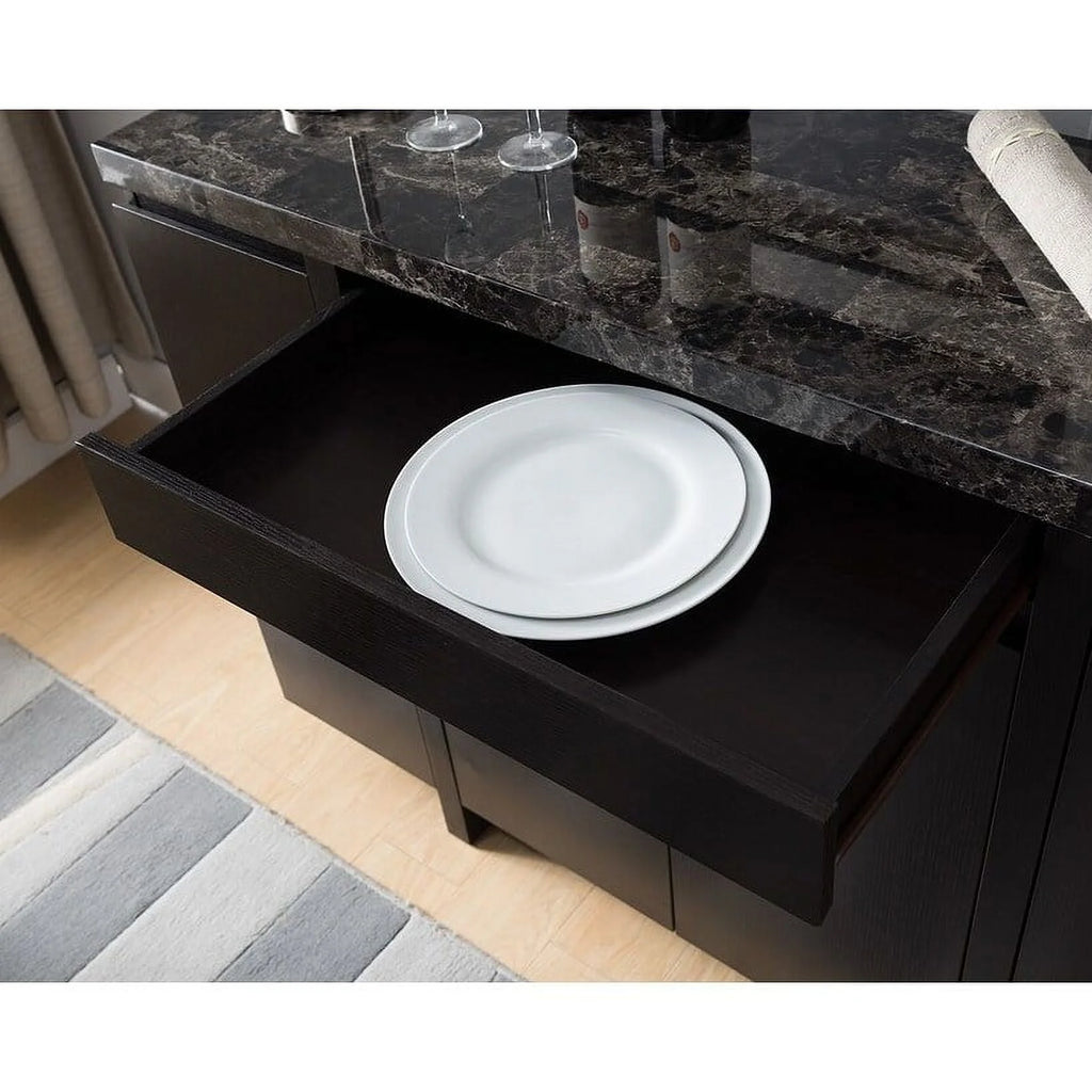 Faux Marble Top Sideboard Cabinet with Three Cabinets and One Drawer D754
