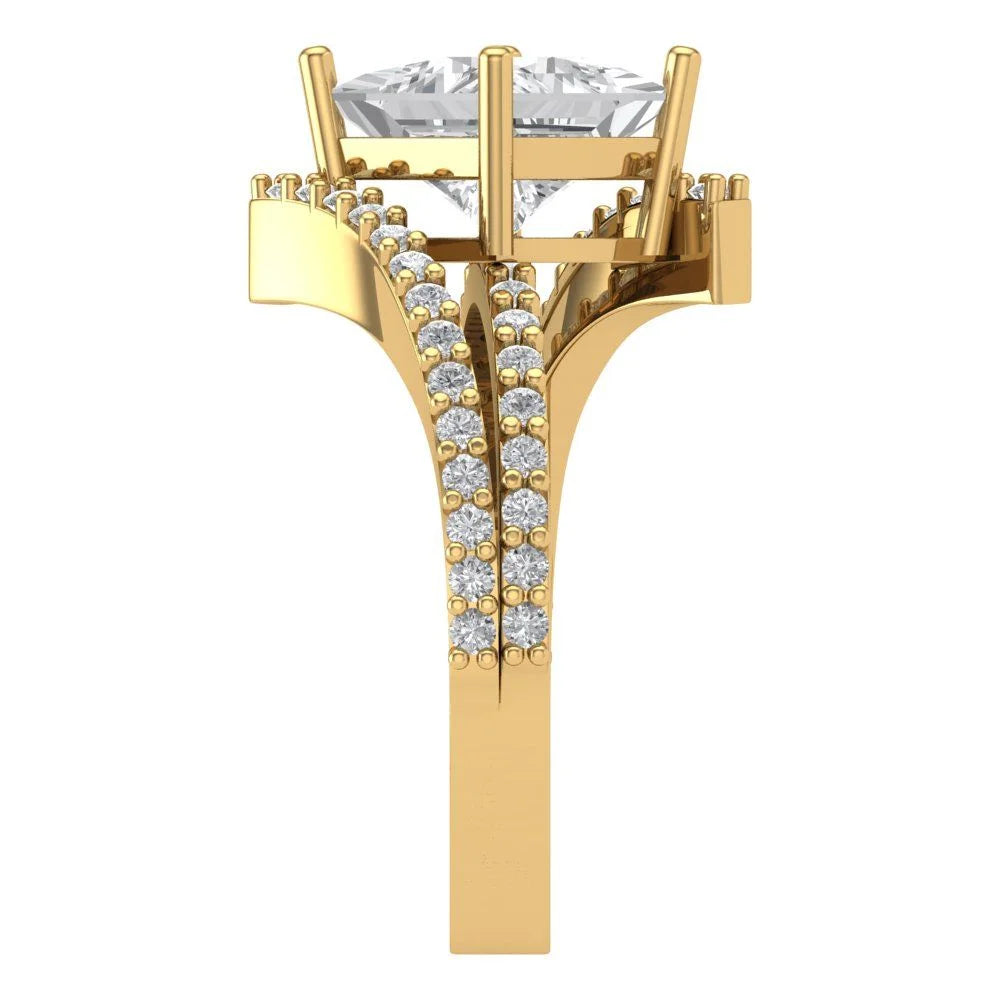 14k Yellow Gold Solitaire Ring with Accents U3803