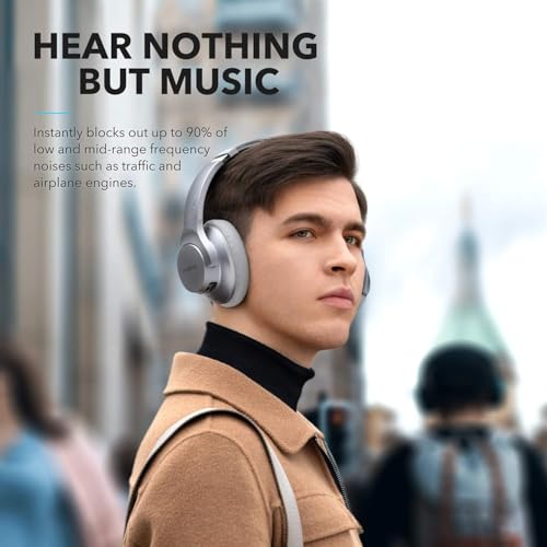 Hybrid Active Noise Cancelling Wireless Over Ear Bluetooth Headphones J61048