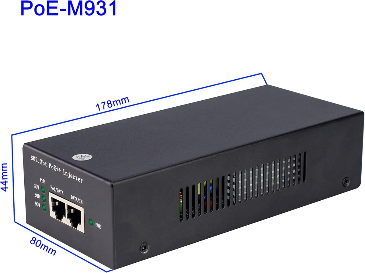 PoE Injector Adapter 95W Gigabit Ultra PoE++ Injector Metal housing T722