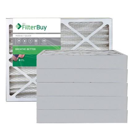 Silver MERV 8 25x28x4 Pleated AC Furnace Air Filter, Pack of 6 Y318003