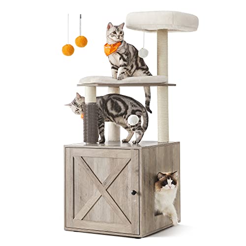 Cat Tree with Litter Box Enclosure Q774