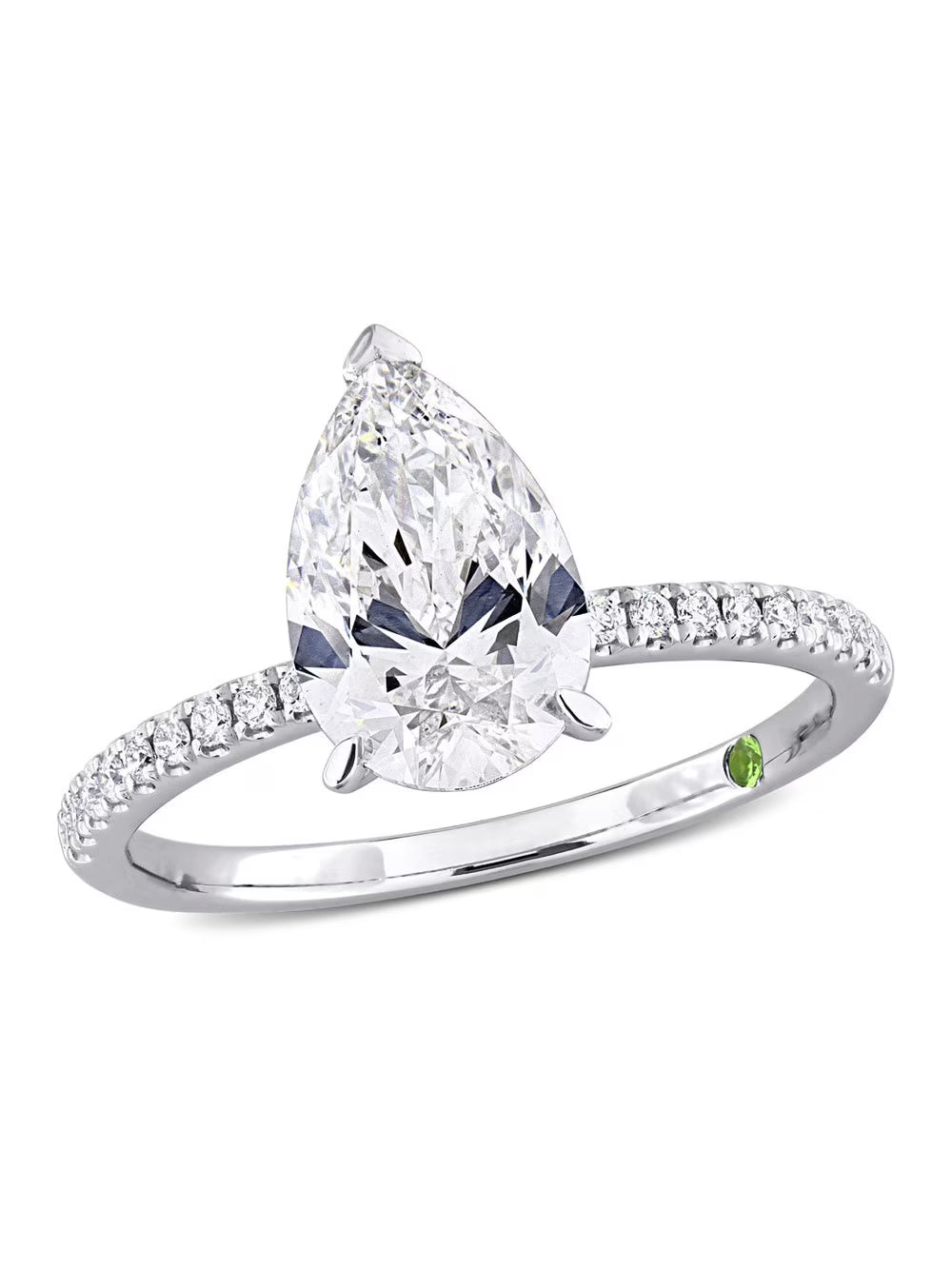 14k White Gold Pear-Cut Lab-Grown Diamond Engagement Ring Q7459