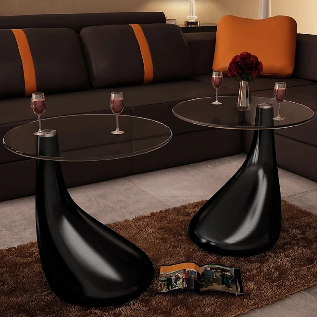 Set of 2 Round Glass Top Coffee Table P32917