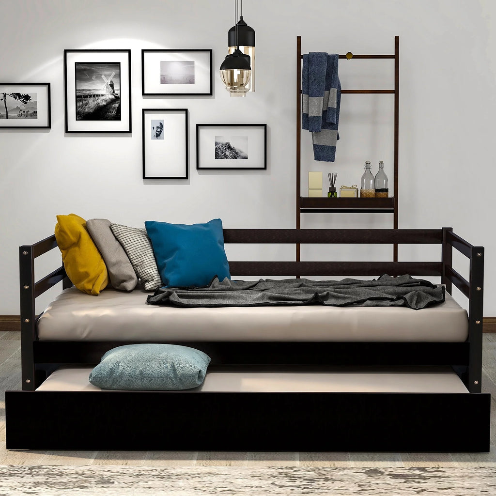 Twin Size Espresso Daybed with Trundle N75366