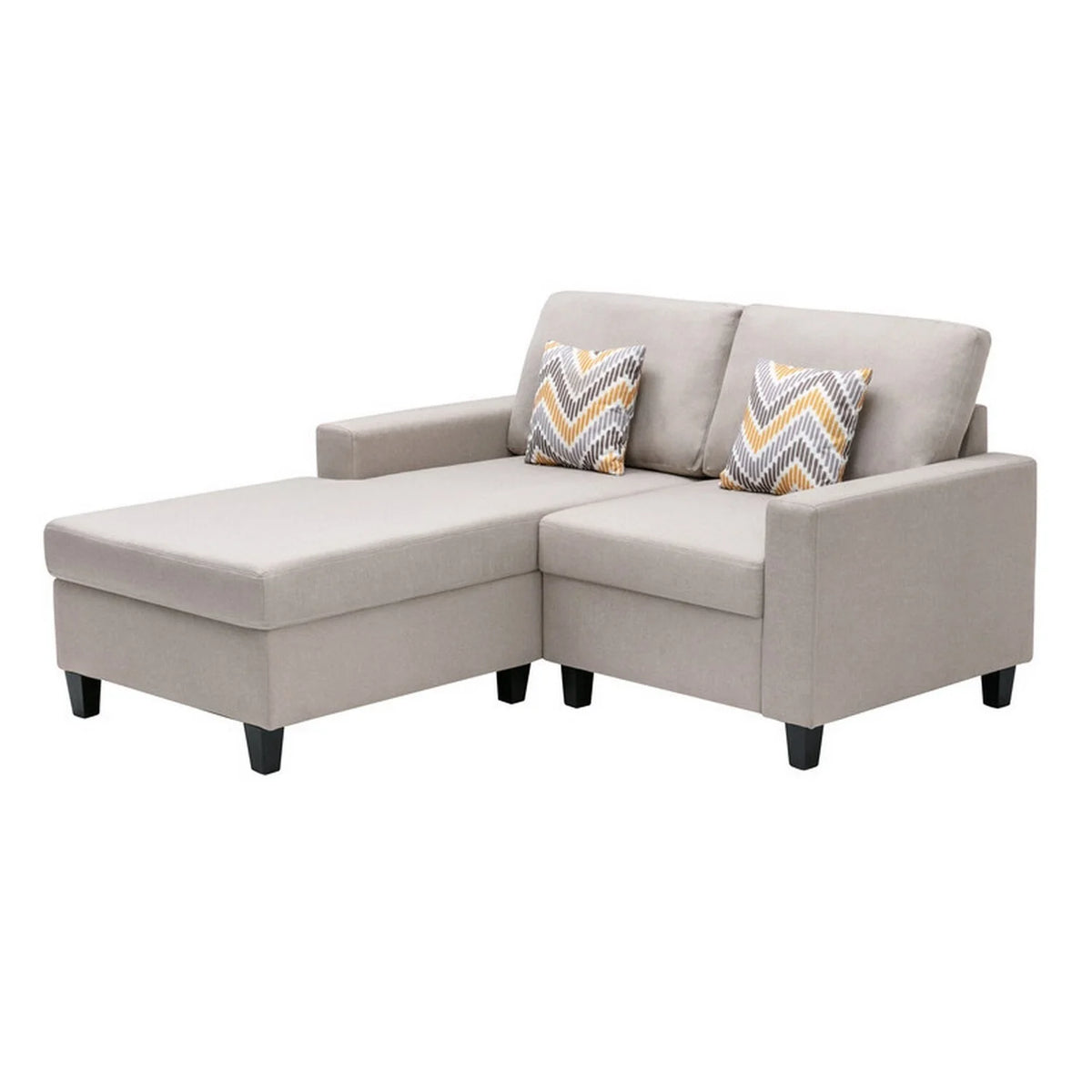 Beige Linen Reversible Chaise Sectional Loveseat 2 Piece B584176