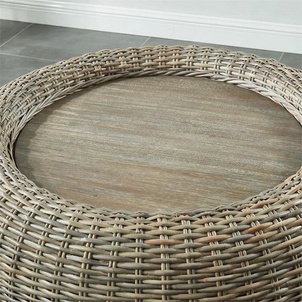 Brown Rattan Coffee Table Q22958