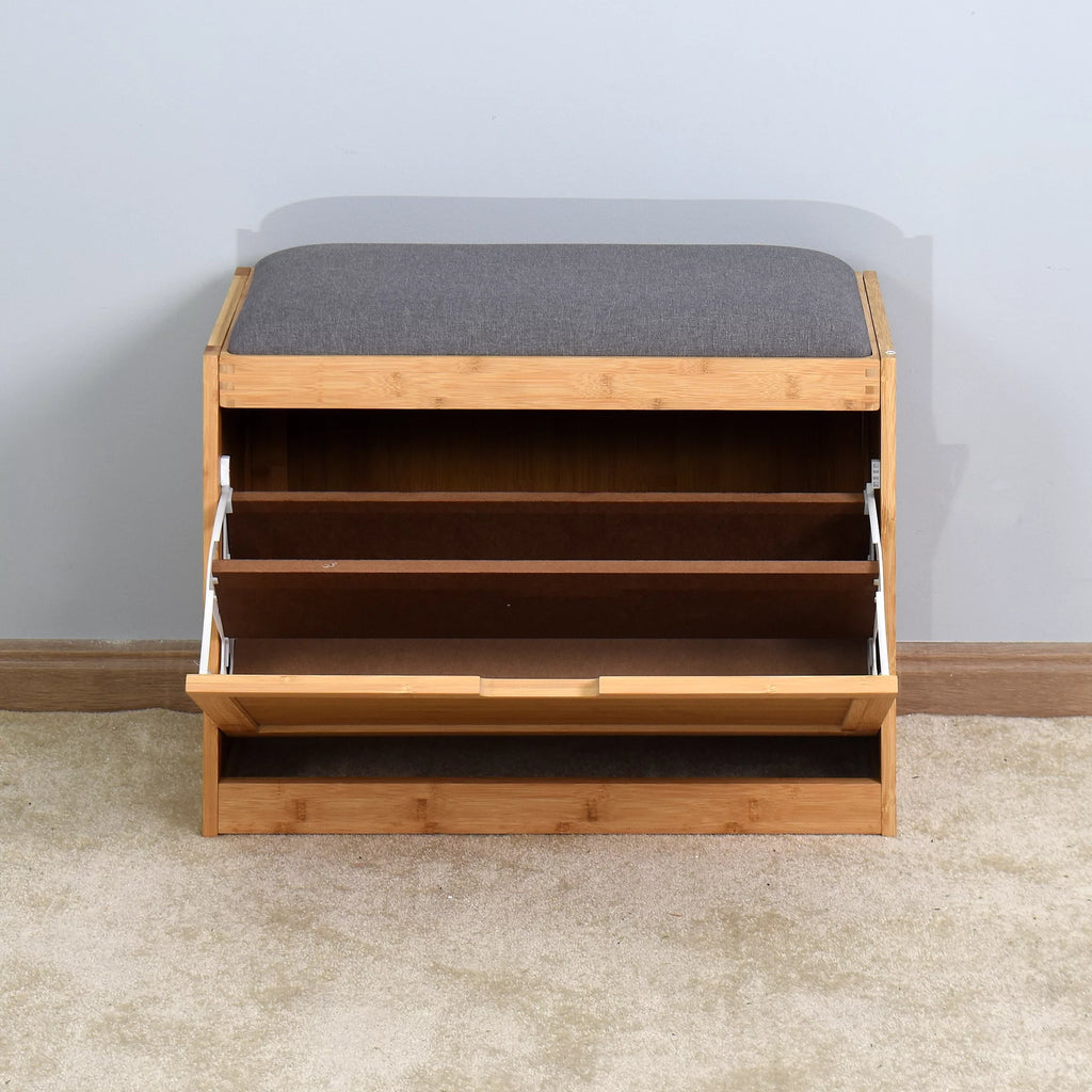Narrow 2 Tier Bamboo Storage Bench K8480