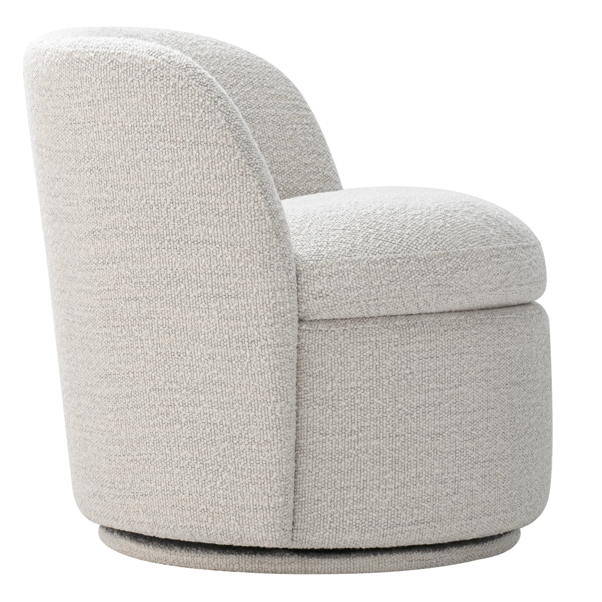 White Boucle Swivel Accent Chair T6347