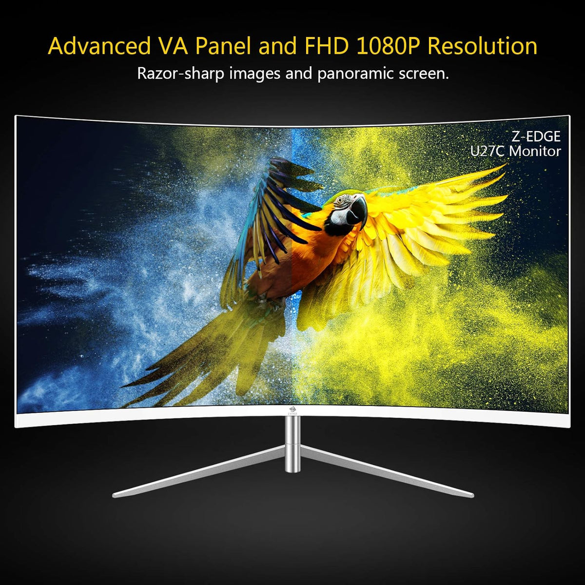 27-inch Curved Gaming Monitor, Full HD 1080P LED, 75Hz Refresh Rate, Built-in Speakers, VGA+HDMI I57918